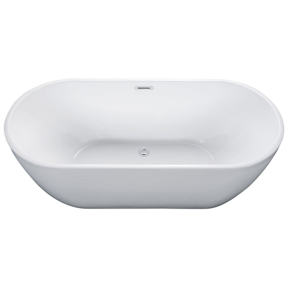 ALFI Brand AB8839 67 inch White Oval Acrylic Free Standing Soaking Bathtub