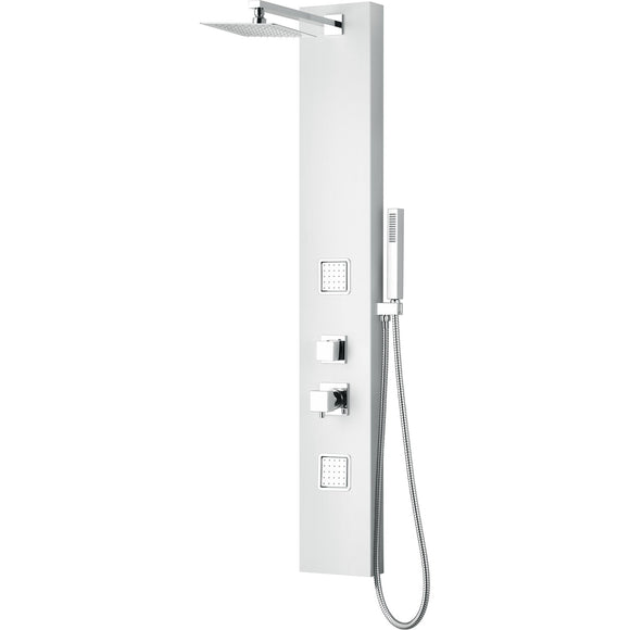 ALFI ABSP60W White Aluminum Shower Panel with 2 Body Sprays and Rain Shower