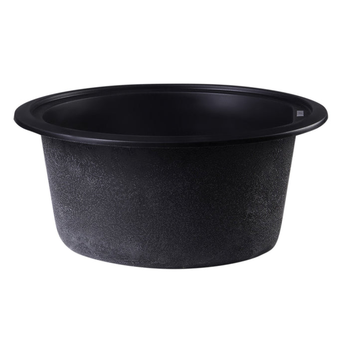 ALFI AB1717UM-BLA Black 17" Undermount Round Granite Composite Kitchen Prep Sink
