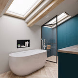 ALFI Brand AB8838 59 inch White Oval Acrylic Free Standing Soaking Bathtub