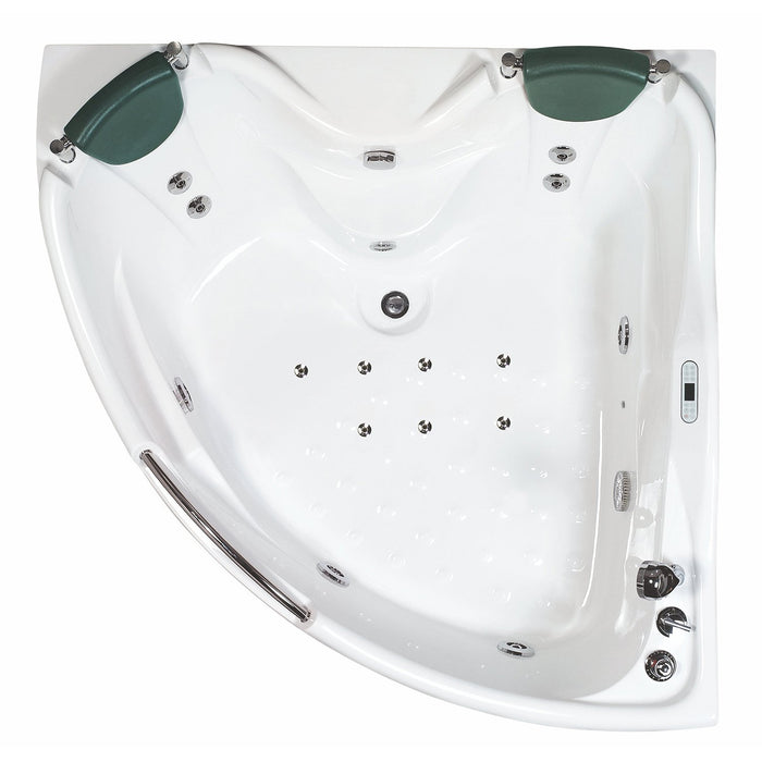 EAGO AM125ETL 5 ft Corner Acrylic White Whirlpool Bathtub for Two with Fixtures