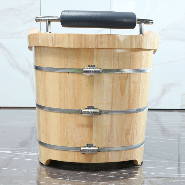 ALFI Brand AB1163 61" Free Standing Wooden Bathtub with Cushion Headrest