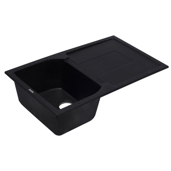 ALFI AB1620DI-BLA Black 34" Single Bowl Granite Composite Sink with Drainboard