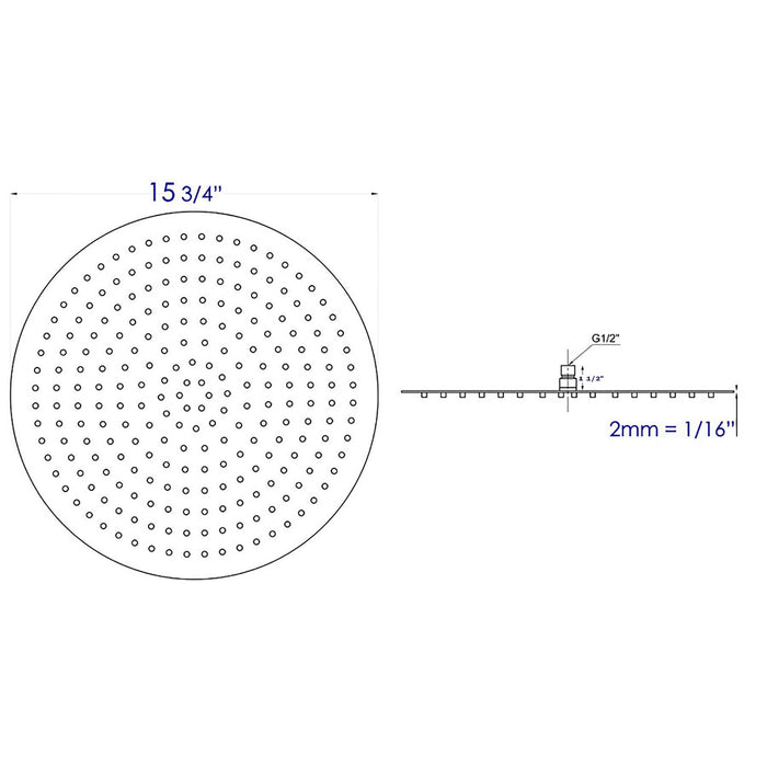ALFI RAIN16R-BSS Brushed Stainless Steel 16" Round Ultra Thin Rain Shower Head