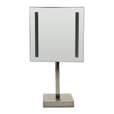 ALFI Brand ABM8FLED-BN Brushed Nickel Tabletop Square 8" 5x Magnifying Cosmetic Mirror with Light