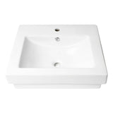 ALFI Brand ABC701 White Modern 24" Rectangular Semi Recessed Ceramic Sink with Faucet Hole