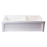 ALFI AB3618ARCH-B 36" Biscuit Arched Apron Wall Fireclay Double Bowl Farm Sink