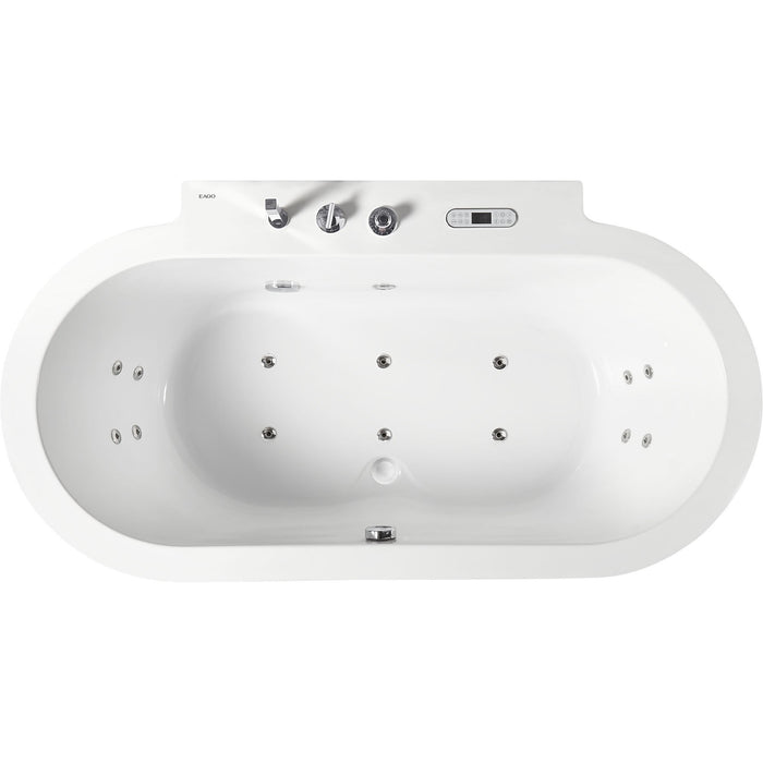 EAGO AM128ETL 6 ft Acrylic White Whirlpool Bathtub with Fixtures