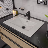 ALFI Brand ABC803 White Modern 25" Rectangular Drop-in Ceramic Sink with Faucet Hole