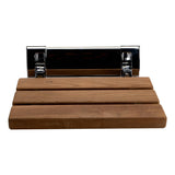 ALFI Brand ABS14-PC Polished Chrome 14" Folding Teak Wood Shower Seat Bench