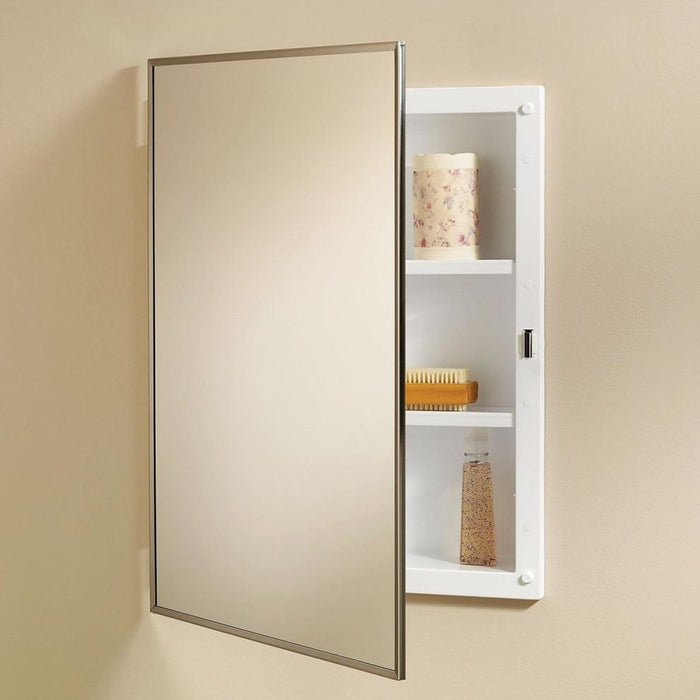 Jensen 468BC Styleline Framed 16x26" Medicine Cabinet with Reversible Mirror Door and 2 Adjustable Shelves
