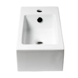 ALFI Brand ABC116 White Modern 20" Small Rectangular Wall Mounted Ceramic Sink with Faucet Hole