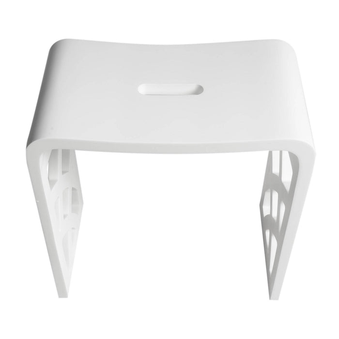 ALFI Brand ABST88 Designer White Matte Solid Surface Resin Bathroom/Shower Stool