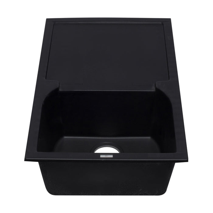 ALFI AB1620DI-BLA Black 34" Single Bowl Granite Composite Sink with Drainboard