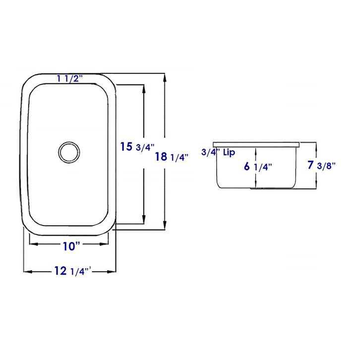 ALFI AB1218 Small Rectangle Fireclay Undermount or Drop-in Prep / Bar Sink