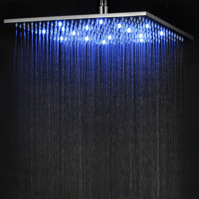 ALFI Brand LED16S-BN Brushed Nickel 16" Square Multi Color LED Rain Shower Head