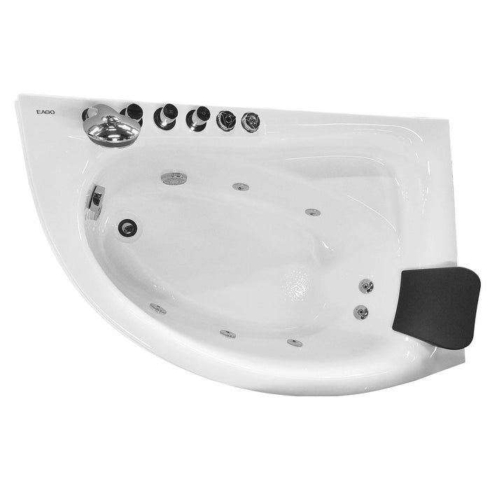 EAGO AM161-L 5' Single Person Corner White Whirlpool Bath Tub - Drain on Left