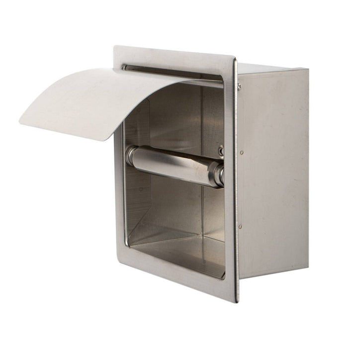 ALFI Brand ABTP77-BSS Brushed Stainless Steel Modern Recessed Toilet Paper Holder with Cover