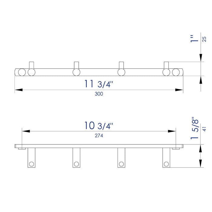 ALFI Brand AB9528-BM Black Matte Wall Mounted 4 Prong Robe/Towel Hook