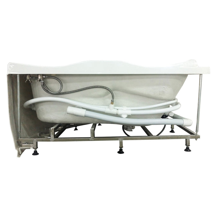 EAGO AM125ETL 5 ft Corner Acrylic White Whirlpool Bathtub for Two with Fixtures