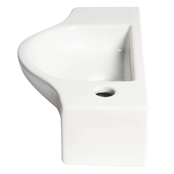 ALFI Brand ABC114 White 18" Small Wall Mounted Ceramic Sink with Faucet Hole
