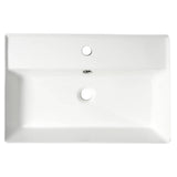 ALFI Brand ABC901-W White 24" Modern Rectangular Above-Mount Ceramic Sink with Faucet Hole