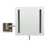 ALFI Brand ABM8WLED-BN Brushed Nickel Wall Mount Square 8" 5x Magnifying Cosmetic Mirror with Light