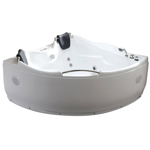 EAGO AM125ETL 5 ft Corner Acrylic White Whirlpool Bathtub for Two with Fixtures