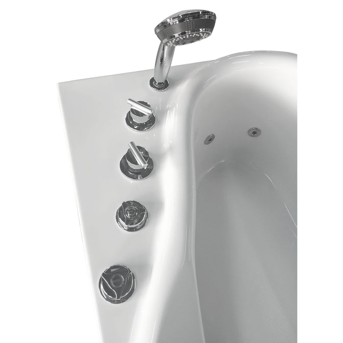 EAGO AM175-R 5' White Acrylic Corner Whirlpool Bathtub - Drain on Right