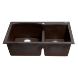 ALFI Brand AB3320DI-C Chocolate 33" 2x Bowl Drop-in Granite Comp Kitchen Sink