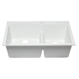 ALFI AB3320DI-W White 33" Double Bowl Drop in Granite Composite Kitchen Sink