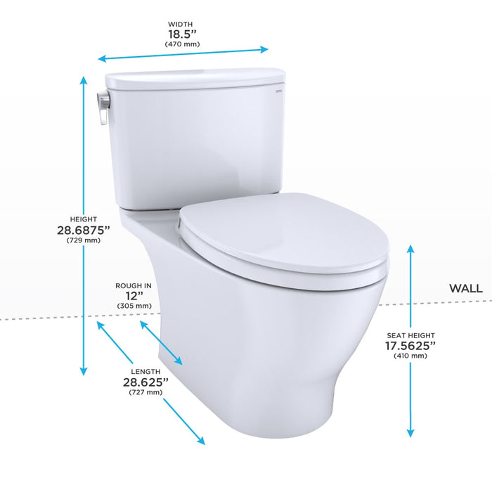 TOTO MS442124CUF#51 Nexus 1G Two-Piece Toilet with SS124 SoftClose Seat, Washlet+ Ready, Ebony Black