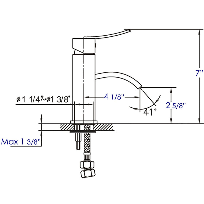 ALFI Brand AB1258-BN Brushed Nickel Square Body Curved Spout Bathroom Faucet