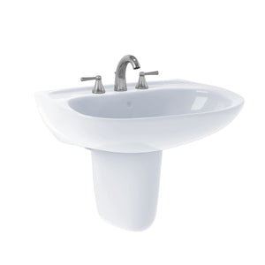 TOTO LHT242.8G#01 Prominence Oval Wall-Mount Bathroom Sink with Shroud for 8" Center Faucets