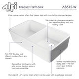 ALFI AB512-W White 32" Double Bowl Apron Fireclay Farmhouse Sink