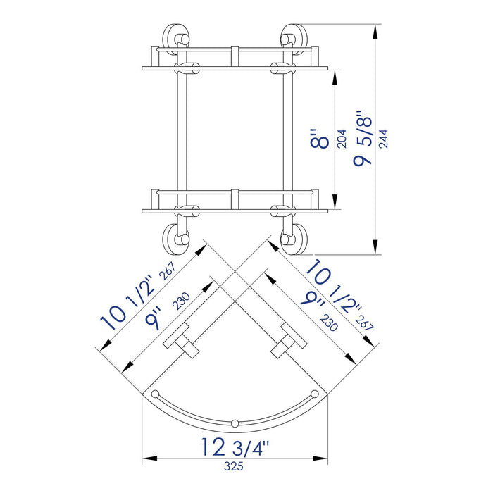 ALFI AB9548 Polished Chrome Corner Mounted Double Glass Shower Shelf Accessory