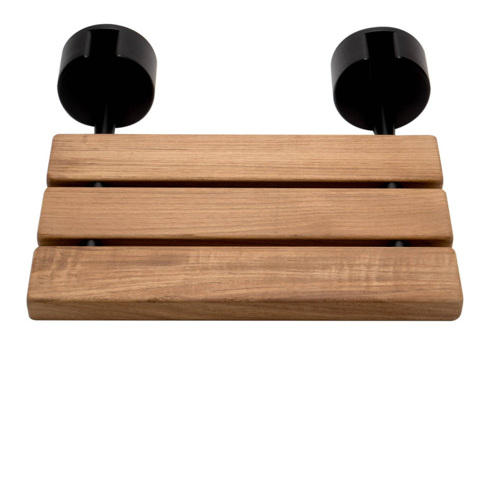 ALFI Brand ABS16R-BM Black Matte 16" Wide Foldable Teak Shower Seat with Round Hardware
