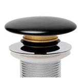 ALFI Brand AB8055-BM Black Matte Modern Ceramic Mushroom Top Pop Up Drain for Sinks without Overflow