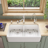 ALFI AB512-W White 32" Double Bowl Apron Fireclay Farmhouse Sink