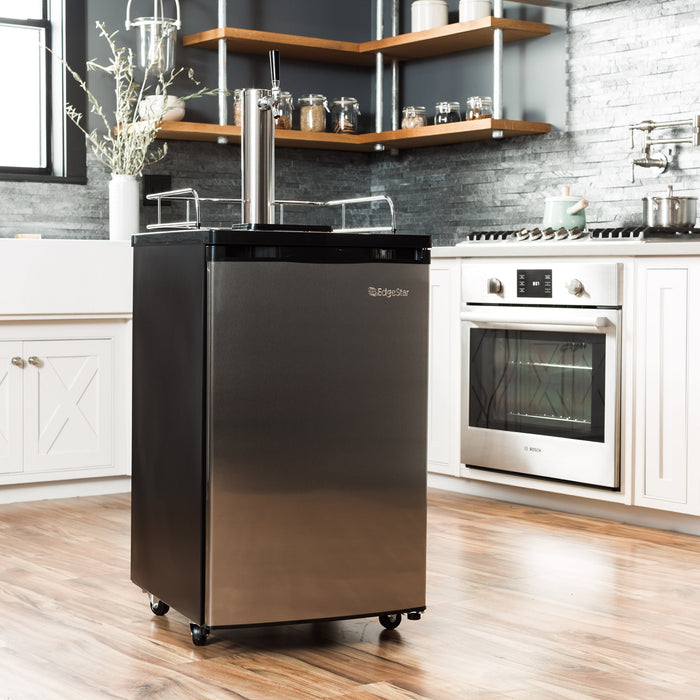 Edgestar KC2000A 20" Wide Kegerator and Keg Beer Cooler for Full Size Kegs in Black