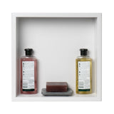 ALFI Brand 16" x 16" White Matte Stainless Steel Square Single Shelf Bath Shower Niche
