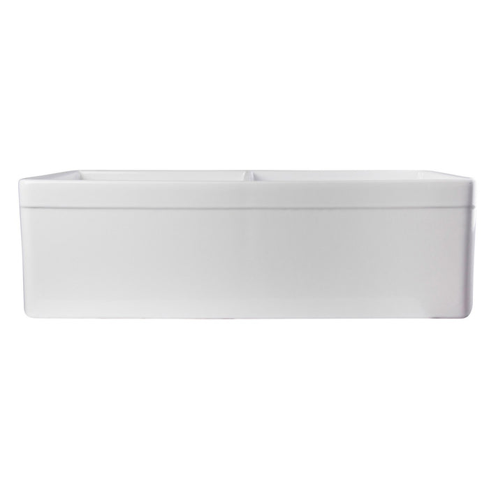 ALFI AB539-W White 32" Decorative Lip Apron Double Bowl Fireclay Farmhouse Sink