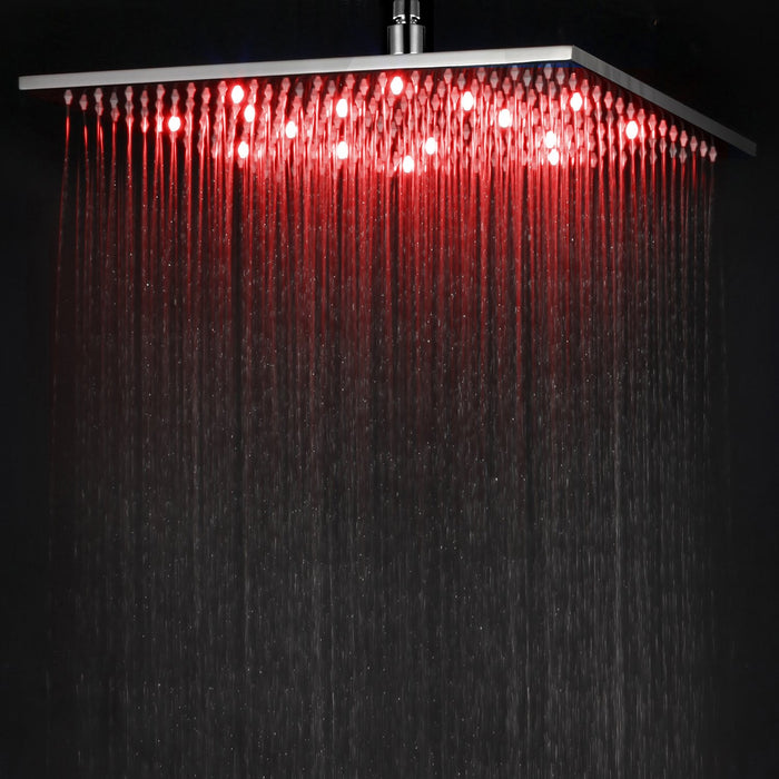 ALFI Brand LED16S-BN Brushed Nickel 16" Square Multi Color LED Rain Shower Head