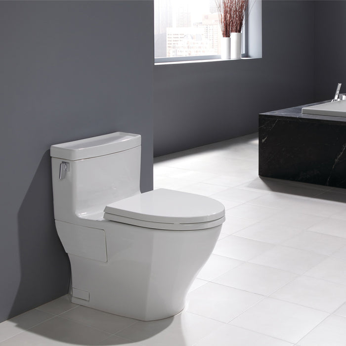 TOTO MS624124CEFG#01 Legato WASHLET+ One-Piece Elongated 1.28 GPF Skirted Toilet, Cotton White