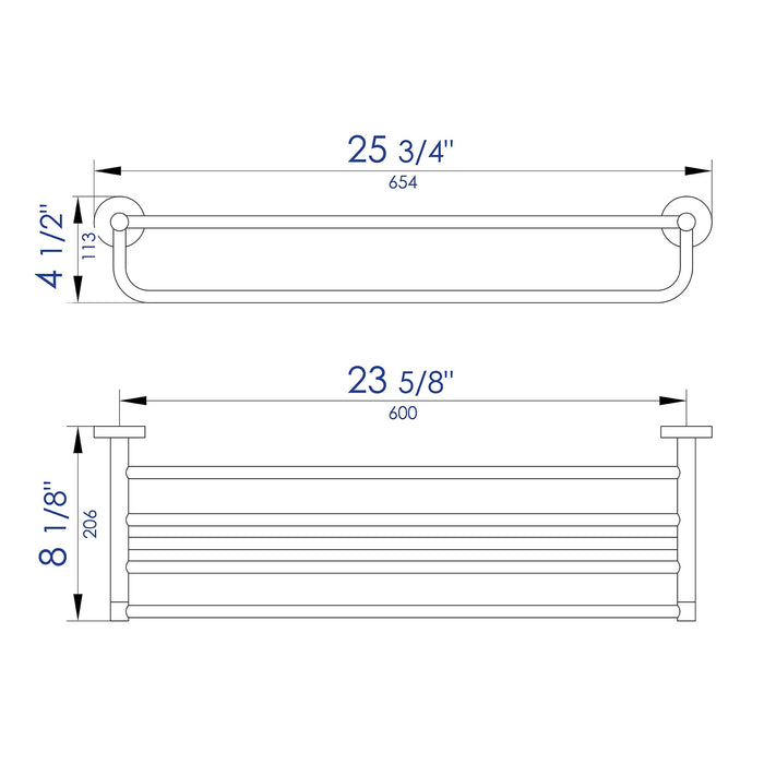 ALFI Brand AB9538-BM Black Matte 26" Towel Bar & Shelf