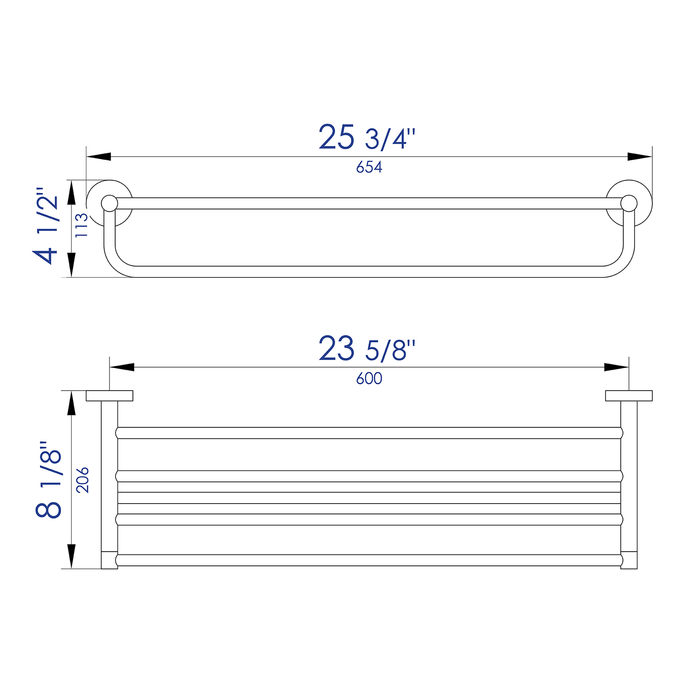 ALFI AB9538-PC Polished Chrome 26 inch Towel Bar & Shelf Bathroom Accessory