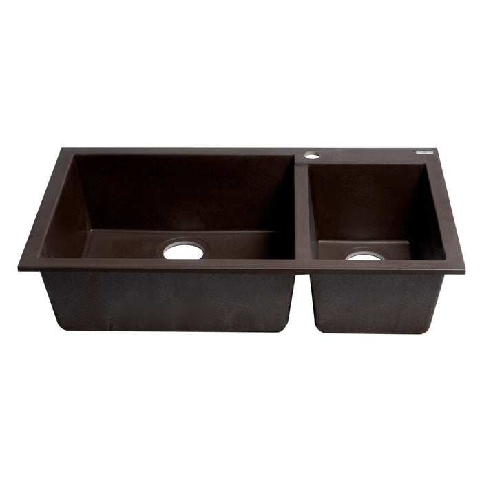ALFI Brand AB3319DI-C Chocolate 34" 2x Bowl Drop-in Granite Comp Kitchen Sink