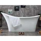 ALFI Brand AB9915 74" White Solid Surface Smooth Resin Soaking Slipper Bathtub