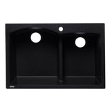 ALFI AB3320DI-BLA Black 33" Double Bowl Drop in Granite Composite Kitchen Sink