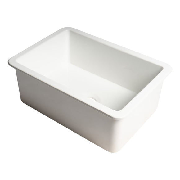 ALFI Brand ABF2718UD-W White 27" x 18" Fireclay Undermount/Drop In Fireclay Kitchen Sink